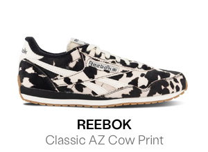 Reebok Women's Classic AZ Cow Print Sneakers in White/Black