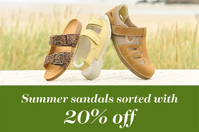 Summer sandals sorted with 20% off