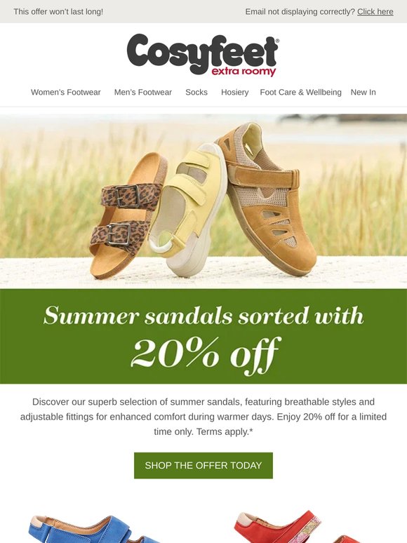 Get 20% off summer sandals