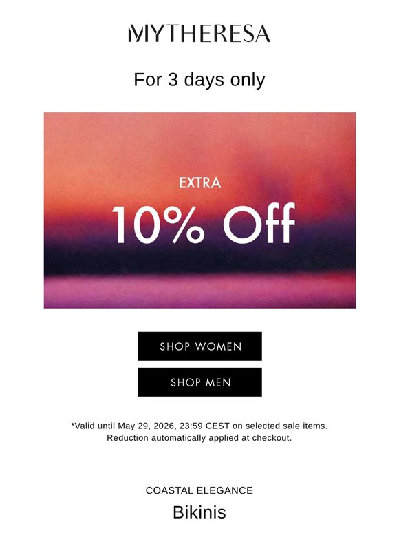 Extra 10% off selected sale items, for 3 days only
