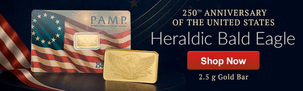 2.5 g Gold Bar - Heraldic Bald Eagle