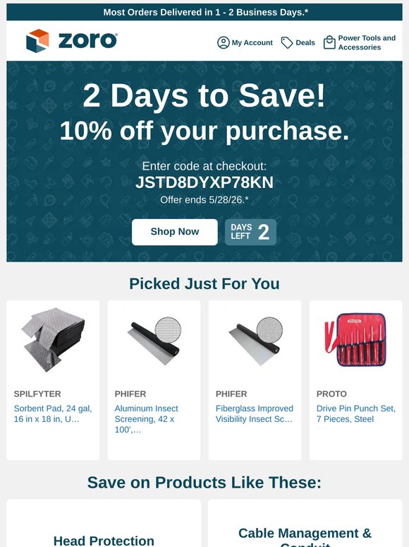 2-day savings: Stretch your budget with 10% off.