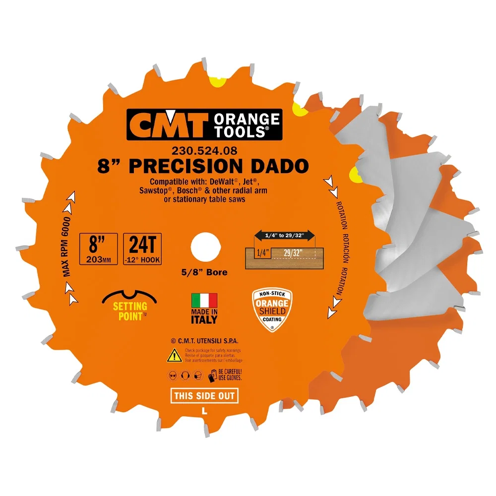CMT Precision Dado Blade Set, 8'' x 24T