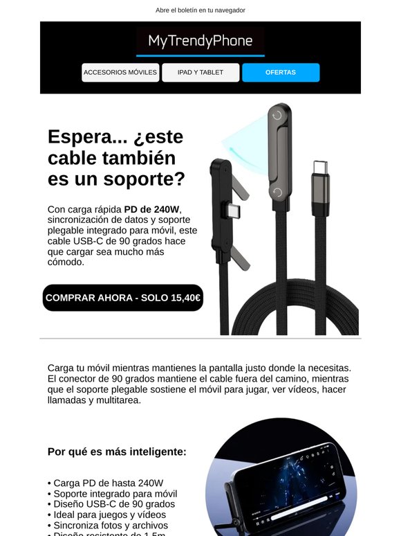 Espera... este cable también es un soporte para móvil 👀