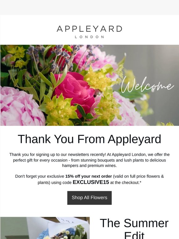 Welcome - Don't Forget Your Exclusive Offer 💐