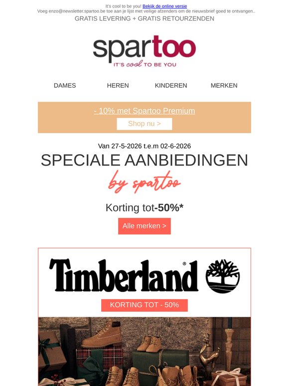 ✋ Dit mag je niet missen! Tot 50% korting op Timberland, Napapijri, Palladium, Caterpillar en Etnies met gratis levering