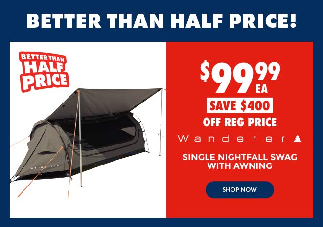 $99.99 Wanderer Single Nightfall Swag With Awning
