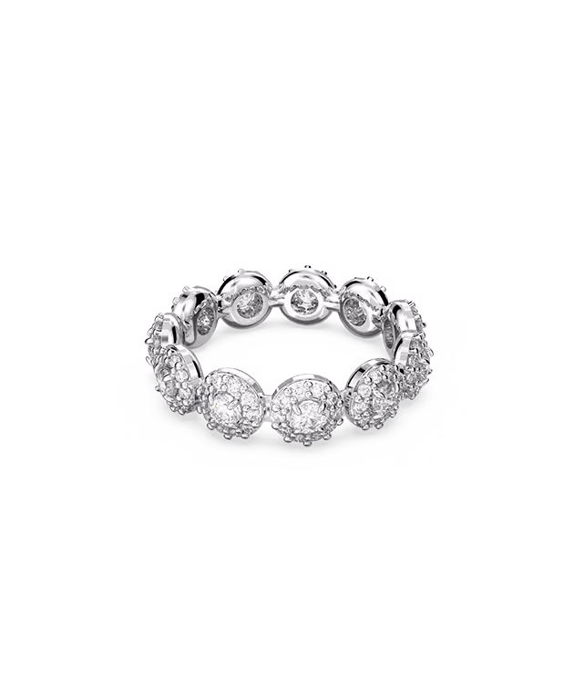 Una Angelic ring, Round cut, White, Rhodium plated
