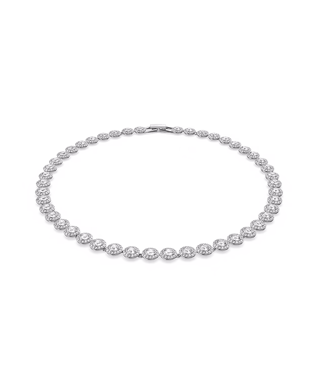 Una Angelic necklace, Round cut, Medium, White, Rhodium plated