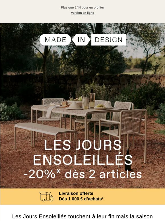 ☀️Dernier jour | -20% dès 2 articles*