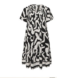 EVANS Curve Black Abstract Pintuck Dress