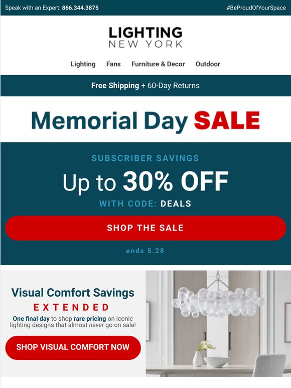 Visual Comfort Savings EXTENDED: One Day Only! ���� + Lighting Transitional Spaces