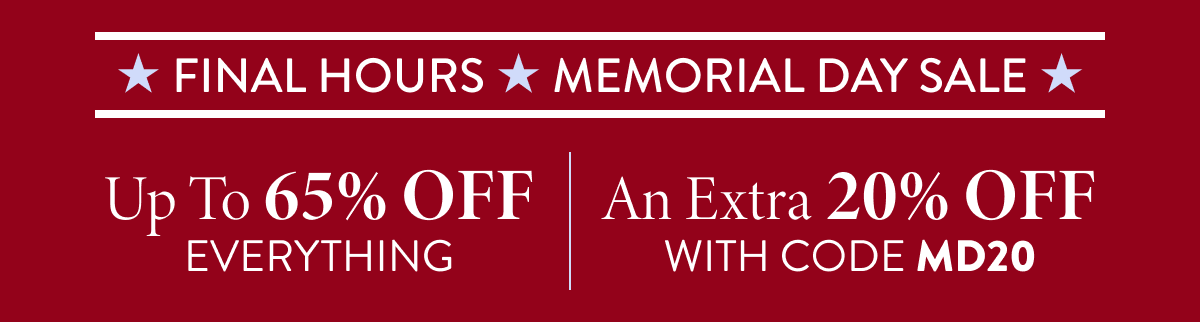 Up To 65% Off Everything | An Extra 20% Off | With Code: MD20