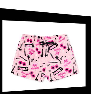 Art Was Here Pink Plush Lounge Shorts - Terrifier