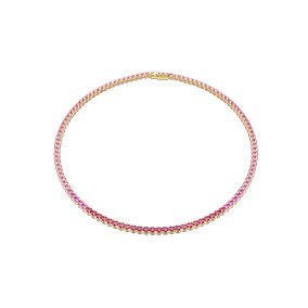 Matrix-tennisketting, Round-slijpvorm, Roze, Goudkleurige toplaag