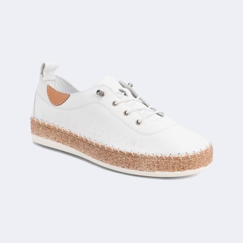 Ladies Evie Leather Espadrille Sole Sneakers