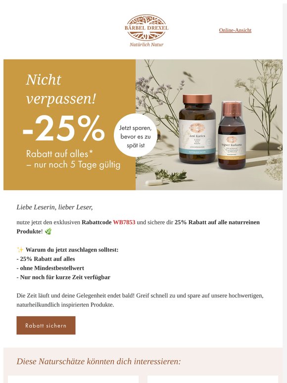Erinnerung: dein 25% Rabatt wartet auf dich! 💥