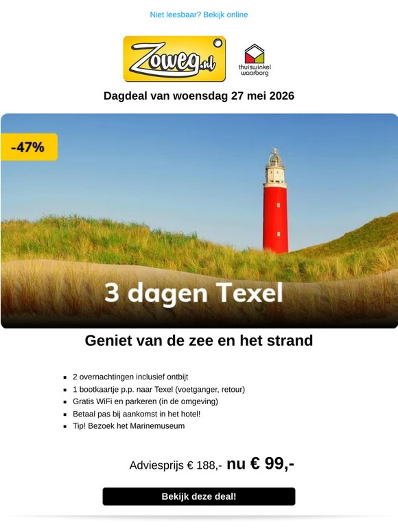 3 dagen Texel nu 99,-