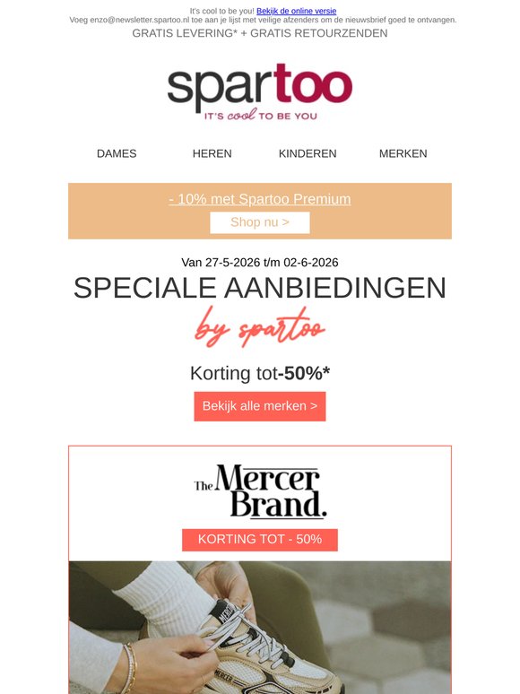 ⏩ Wacht niet langer! Tot 50% korting op Unisa, Yurban, The Mercer Brand, Reebok Classic en Vans met gratis levering