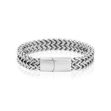 Invicta Jewelry Men's Double Franco Chain Steel Bracelet (14mm) - 8.75\"