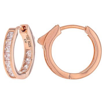 White Cubic Zirconia Princess Cut 18k Rose Gold Over Sterling Silver Earrings 1.75ctw