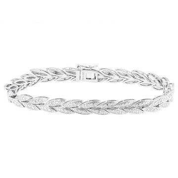White Diamond Accent Rhodium Over Brass Bracelet