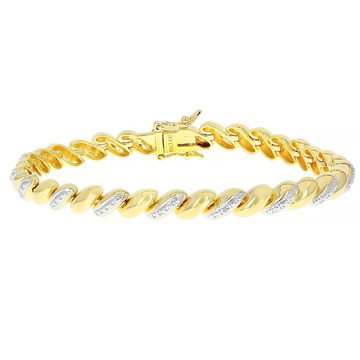 White Diamond Accent 14k Yellow Gold Over Brass Bracelet