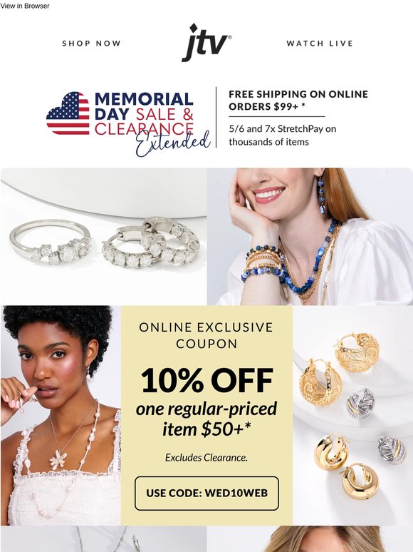 Save 10% on your item of choice, $50 or more!