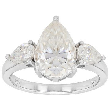 Moissanite Platineve Three Stone Ring 4.43ctw DEW