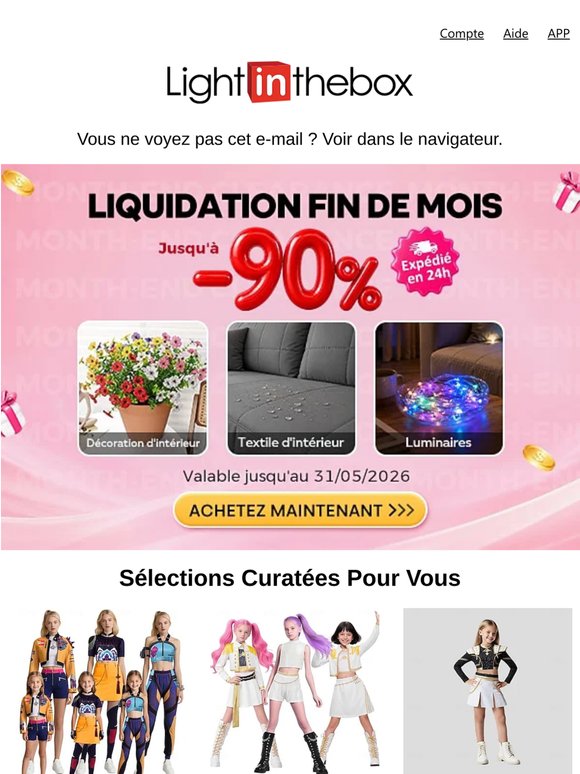 Rafraîchissez votre maison et votre garde-robe - Liquidation jusqu'à 90 % de remise