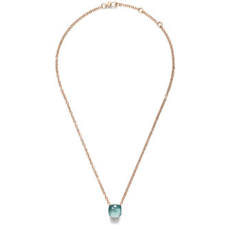 Pomellato 18K Rose & White Gold Nudo Petit Sky Blue Topaz Pendant Necklace
