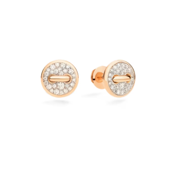 Pomellato 18K Rose Gold Pom Pom Dot 0.40ctt Diamond Stud Earrings