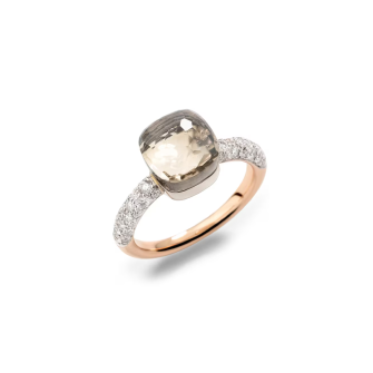 Pomellato 18K Rose & White Gold Nudo Petit Diamond & White Topaz Ring