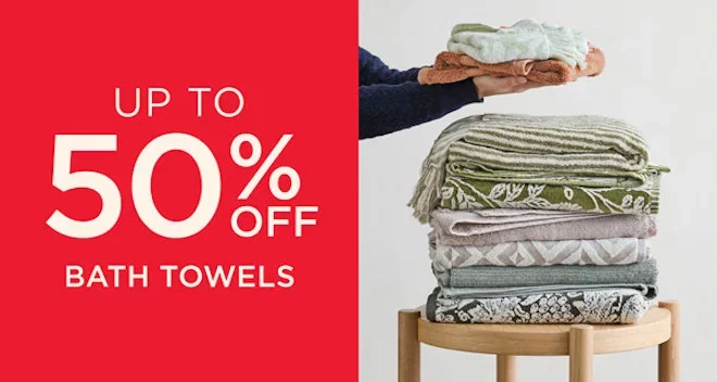 Up To 50% Off Bath Towels