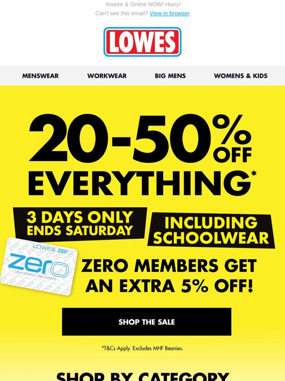 20 - 50% OFF EVERYTHING*⚡️3 Days Only!