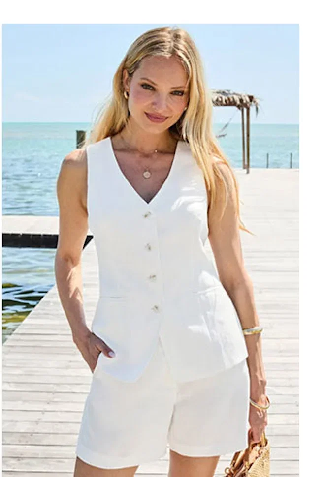 Ivory Linen Blend Shorts