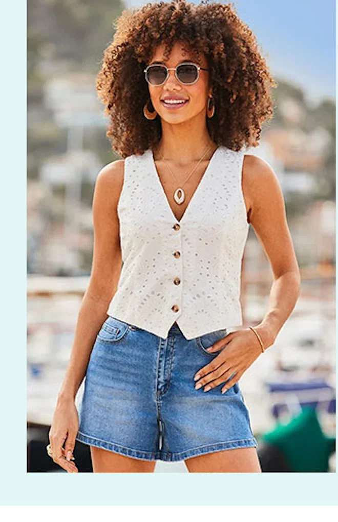 White Broderie Anglaise Waistcoat
