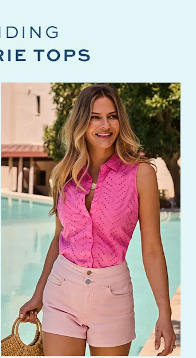 Sorbet Pink Geometric Broderie Sleeveless Shirt