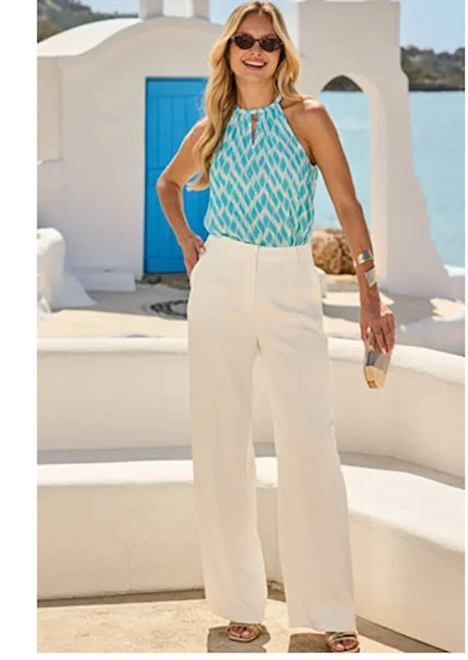 Ivory Fluid Wide Leg Trousers