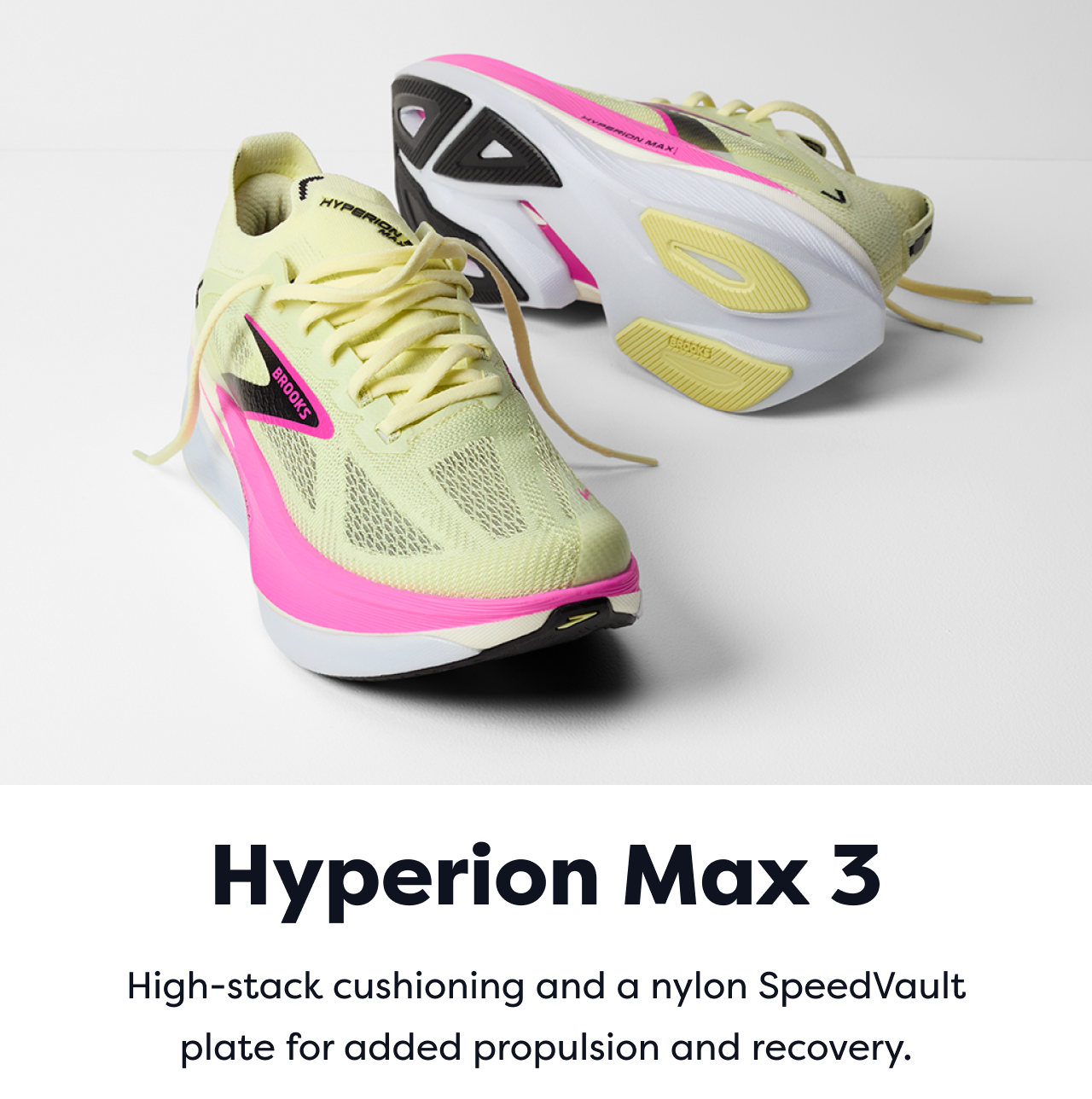 Hyperion Max 3 High-stack cushioning and a nylon SpeedVault plate for added propulsion and recovery.