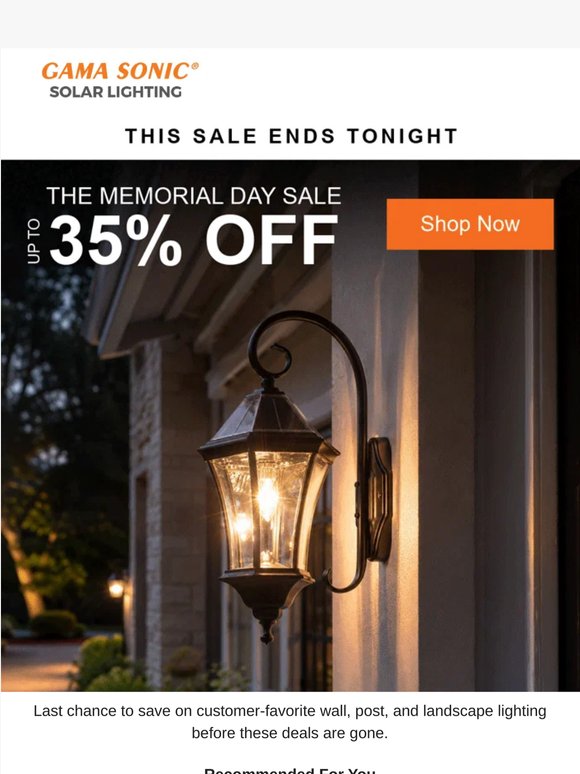 ENDS TONIGHT: Up to 35% off Lighting