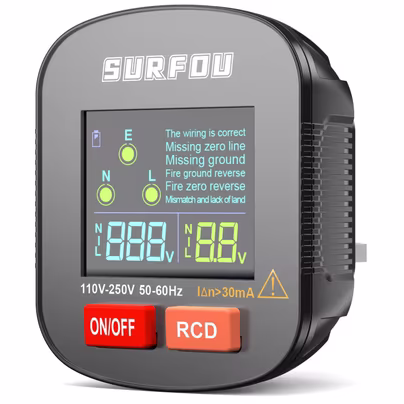 SURFOU Socket Tester UK, Electric Voltage Test Plug Tools with...