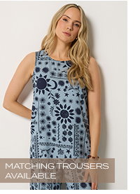 Blue Coastal Print Sleeveless Top