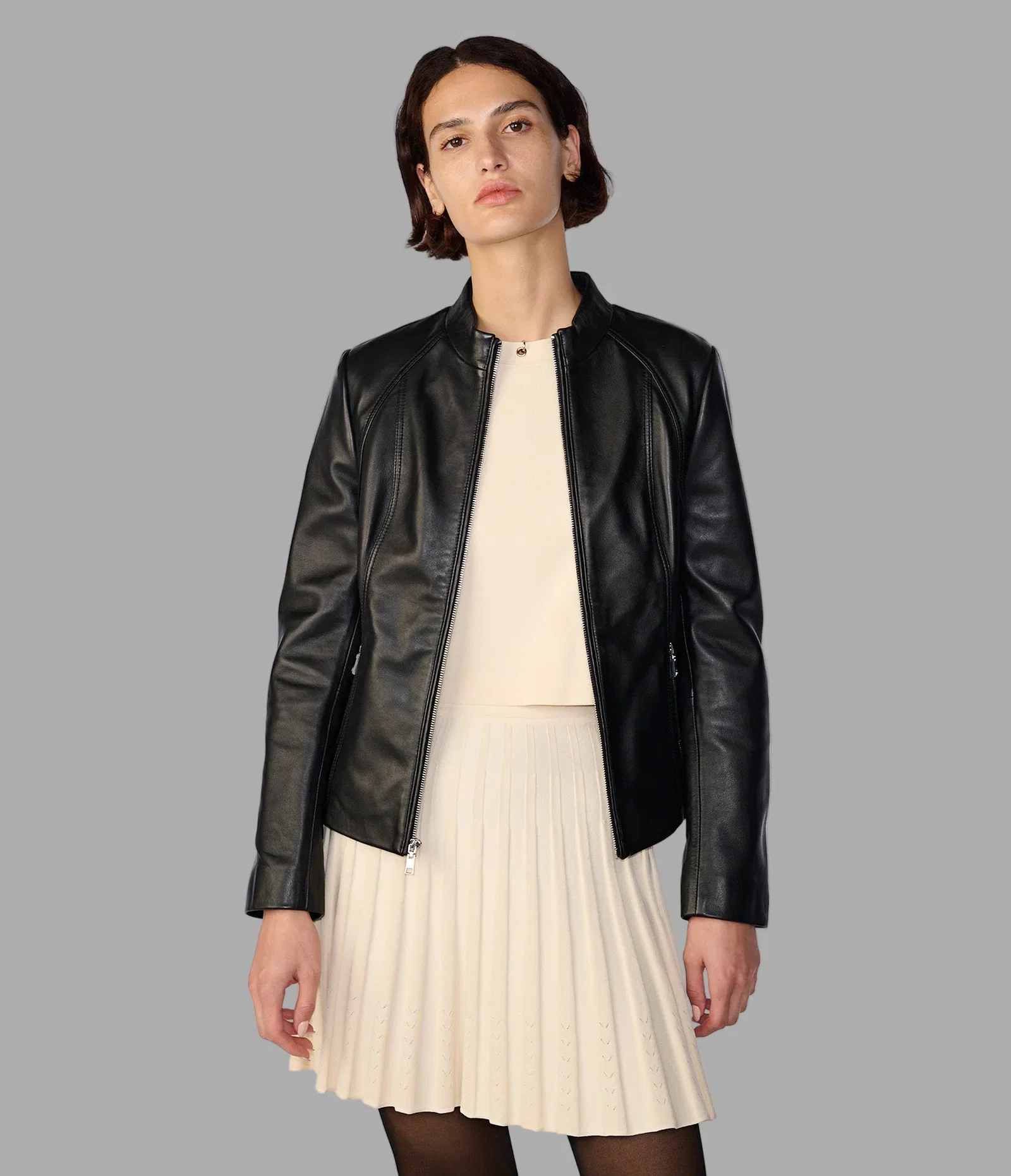 Image of Meg Leather Scuba Jacket