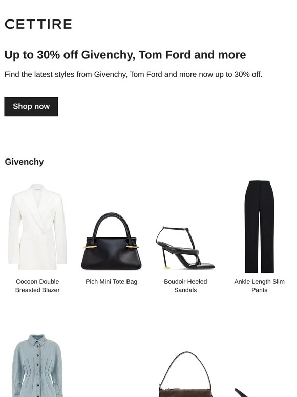 Up to 30% off Givenchy, Tom Ford and more