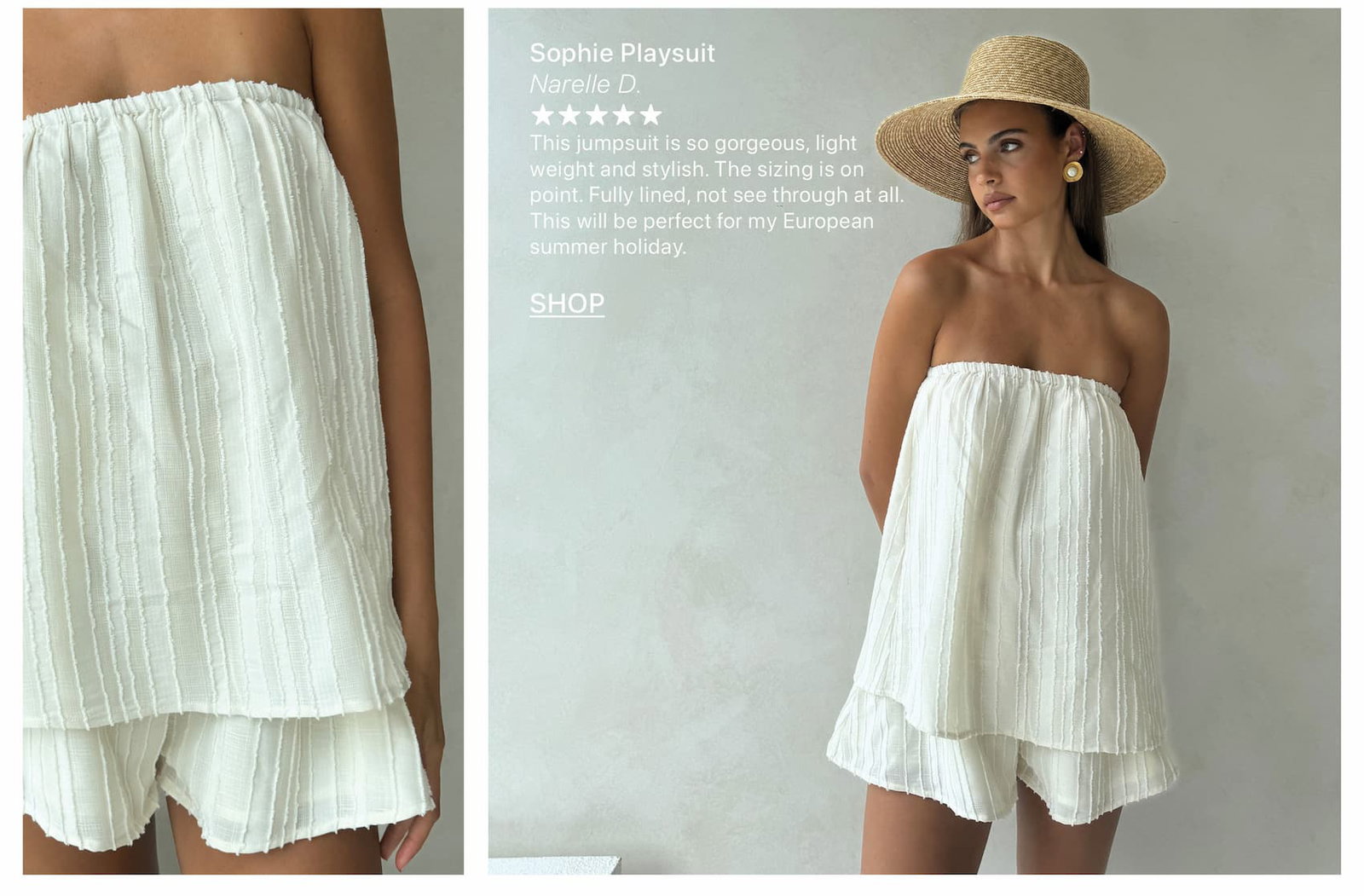 The Sophie Playsuit is restocking soon.