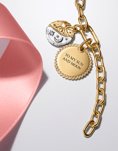 A series of engravable rings, necklaces and charms
