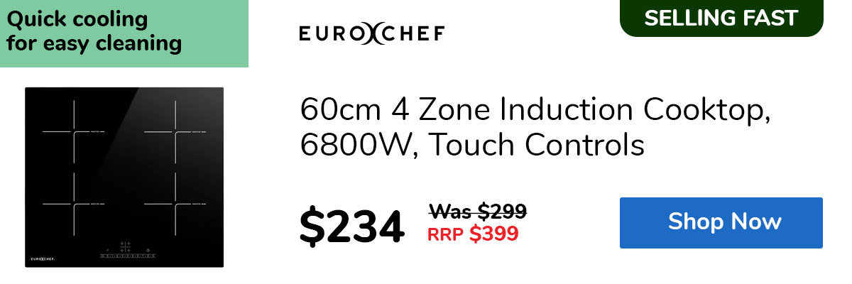 60cm 4 Zone Induction Cooktop, 6800W, Touch Controls