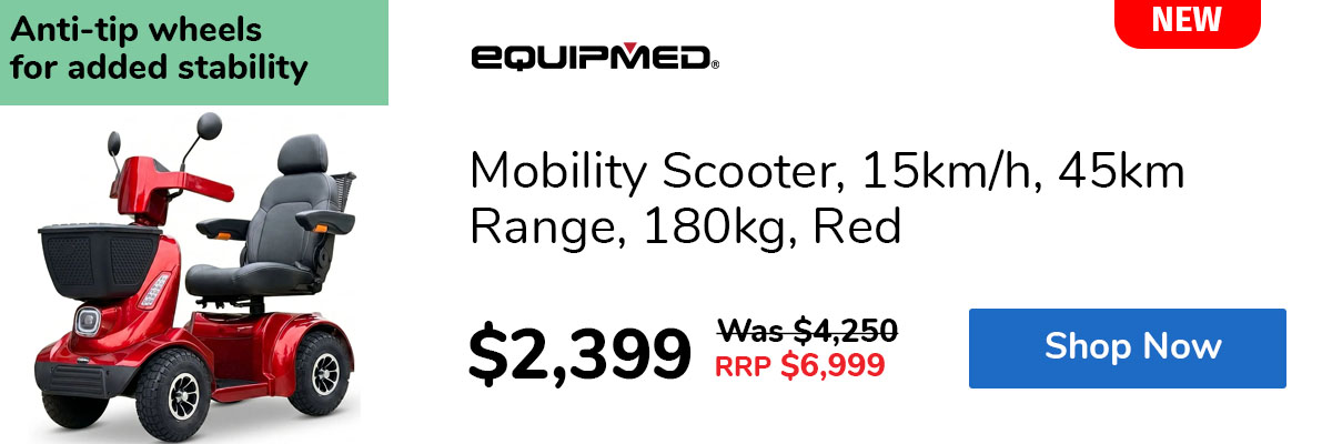 Mobility Scooter, 15km/h, 45km Range, 180kg, Red
