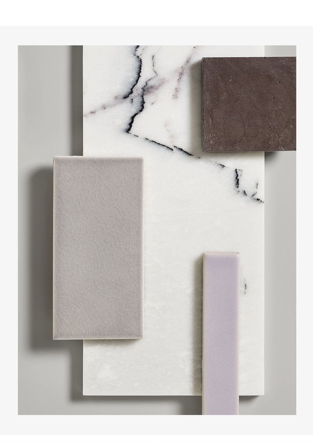 Architectonics2 in Mauve, Keystone in Lilac, Architectonics2 in Hyacinth, and Portlandia in Aubergine